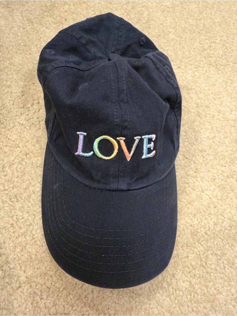 J. Crew Navy Cap with Brown Leather Strap and Gold Hardware. LOVE baseball hat.